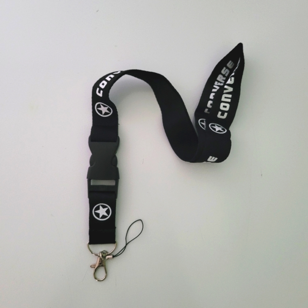Car Keys Holder Love Converse Black One Size Lanyard with Metal Clip